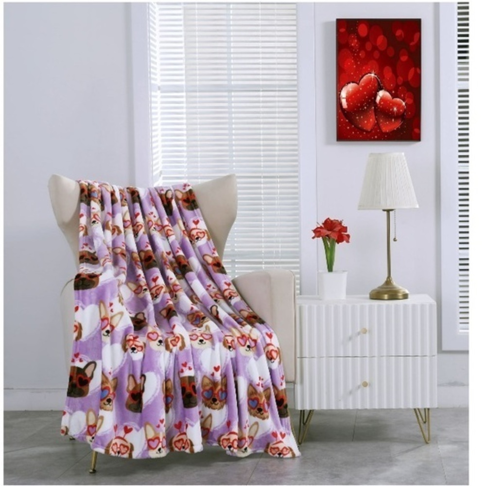 Happy Pup Throw Blanket Size‎ 50”X60”New